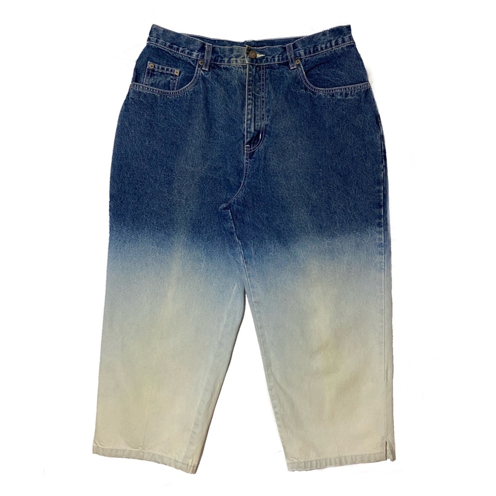 Vintage Bill Blass Jeanswear 2 toned Faded Denim Capris Jeans Size 14